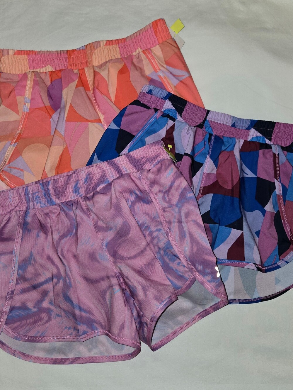 All In Motion Mixed Color Girls' Athletic Shorts Trio - Pink, Coral & Multi